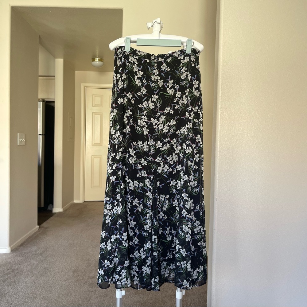 Banana Republic Black Floral Maxi Skirt